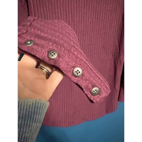 Chaser Waffle Mauve Long Sleeve Top W/ Button Cuff Accents - Picture 5 of 5